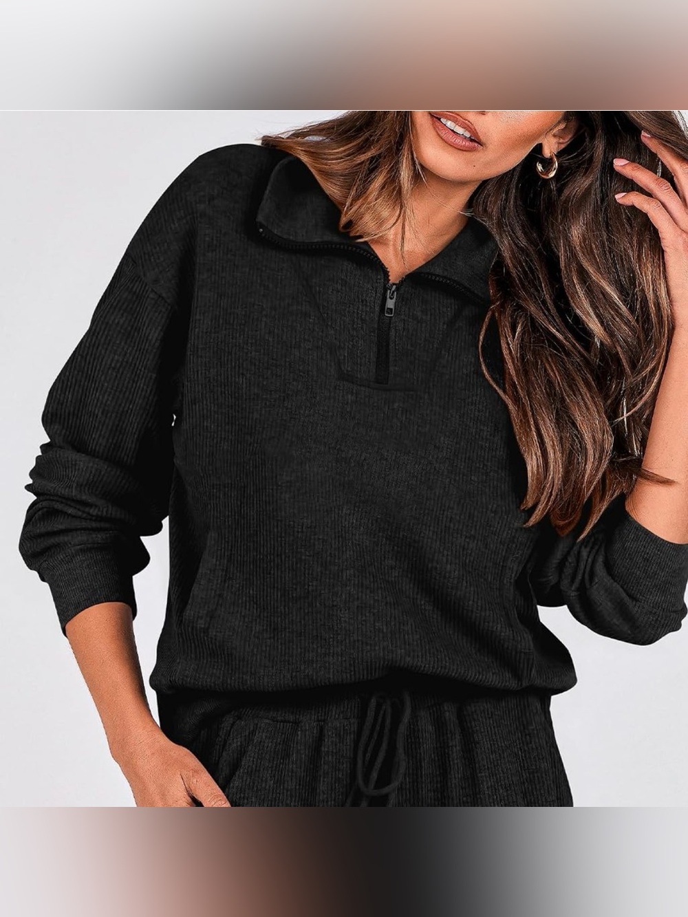 BTFBM Black Half-Zip Ribbed Pullover XXL